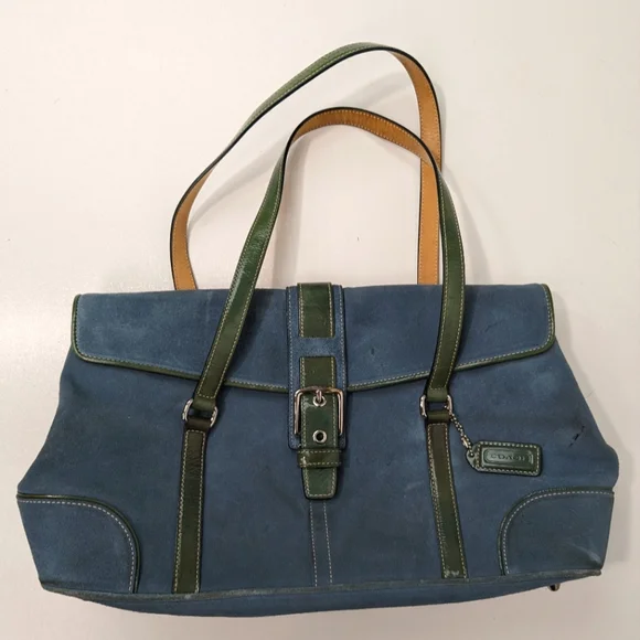 vintage coach old Suede Blue メッセンジャーバッグ Coach Vintage Blue Suede Shoulder Bag B339574